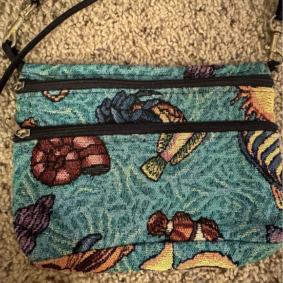 Handcrafted Tapestry Ocean Fish Two Zipper Purse - Picture 5 of 11